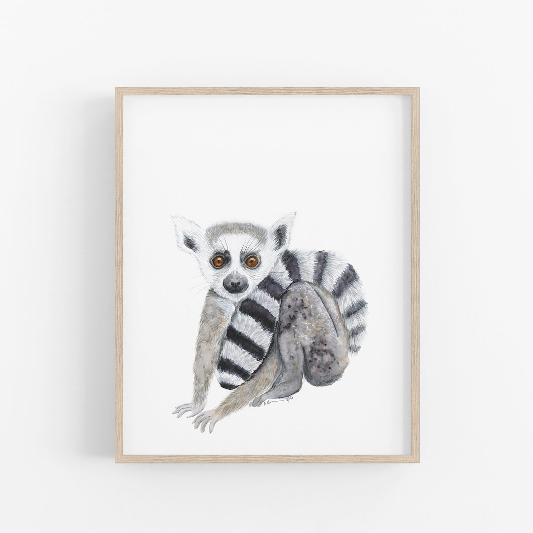 Baby Ring-Tailed Lemur Print - Tiny Toes Design
