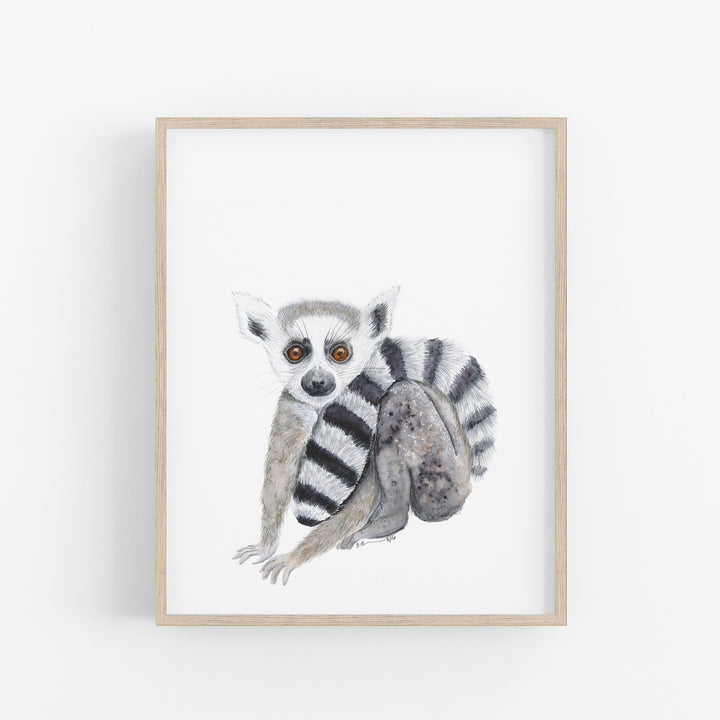 Baby Ring-Tailed Lemur Print - Tiny Toes Design