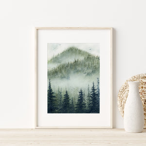 Misty Peak Original Watercolor