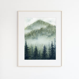 Misty Peak Watercolor