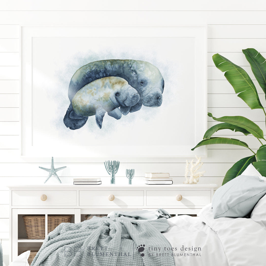 Manatee Watercolor Nursery Art