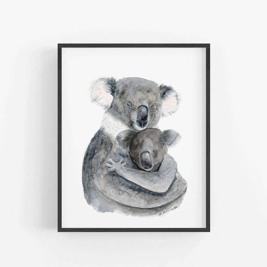 Mom and Baby Koala Watercolor - Aussie Nursery Art - Tiny Toes Design
