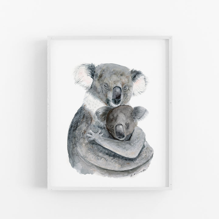 Mom and Baby Koala Watercolor - Aussie Nursery Art - Tiny Toes Design