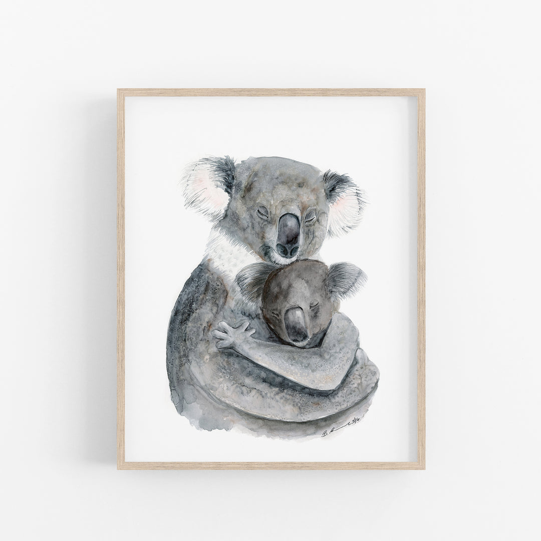 Mom and Baby Koala Watercolor - Aussie Nursery Art - Tiny Toes Design