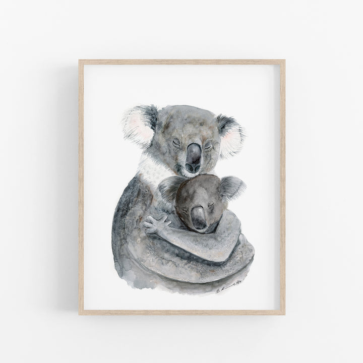 Mom and Baby Koala Watercolor - Aussie Nursery Art - Tiny Toes Design