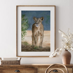 Lioness Watercolor Fine Art Print