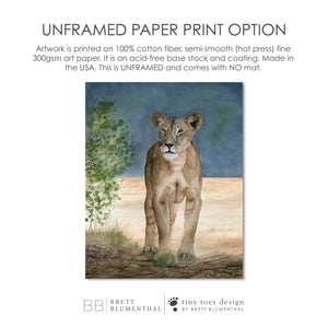 Unframed Paper Print Option for Lion Painting