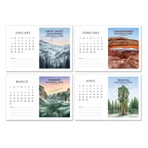 January through April National Park Desk Calendar