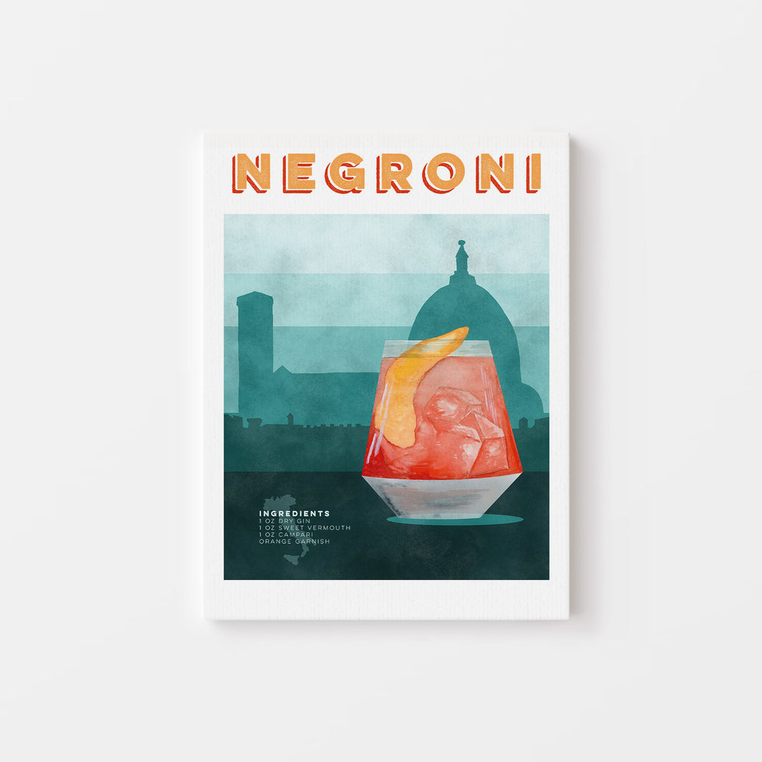 Negroni Cocktail Wrapped Canvas