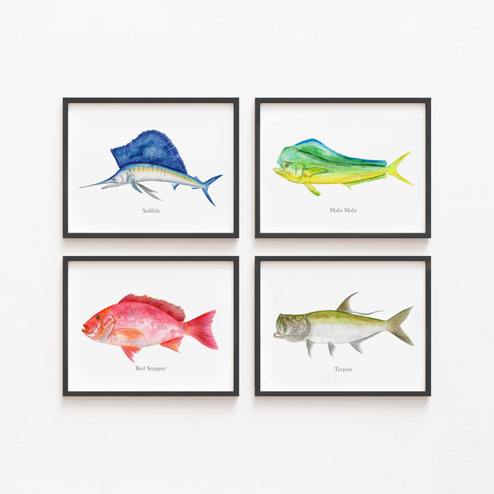 Ocean Fish Prints Set of 4 – Kids Room or Coastal Wall Art