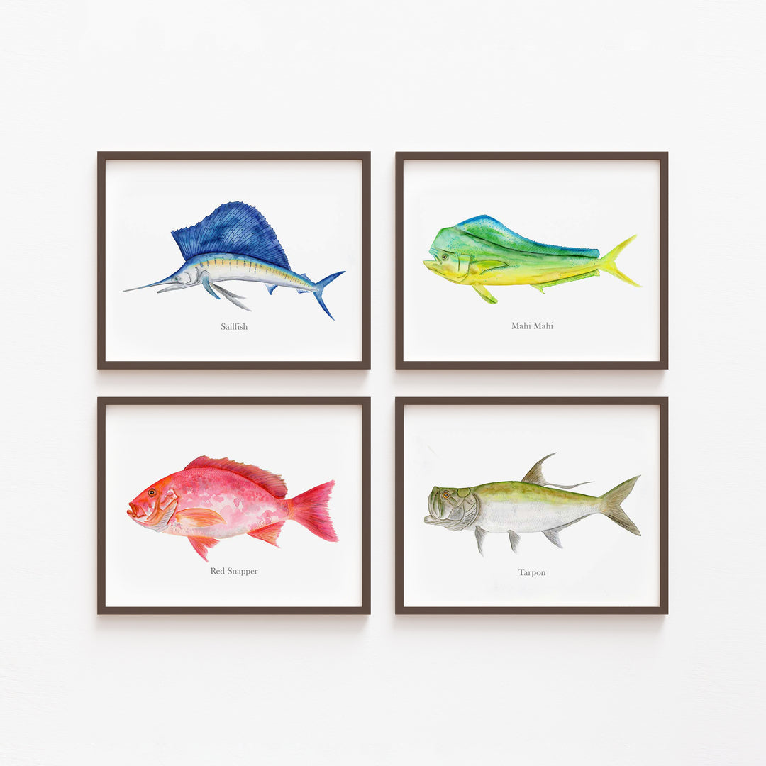 Ocean Fish Prints Set of 4 – Kids Room or Coastal Wall Art