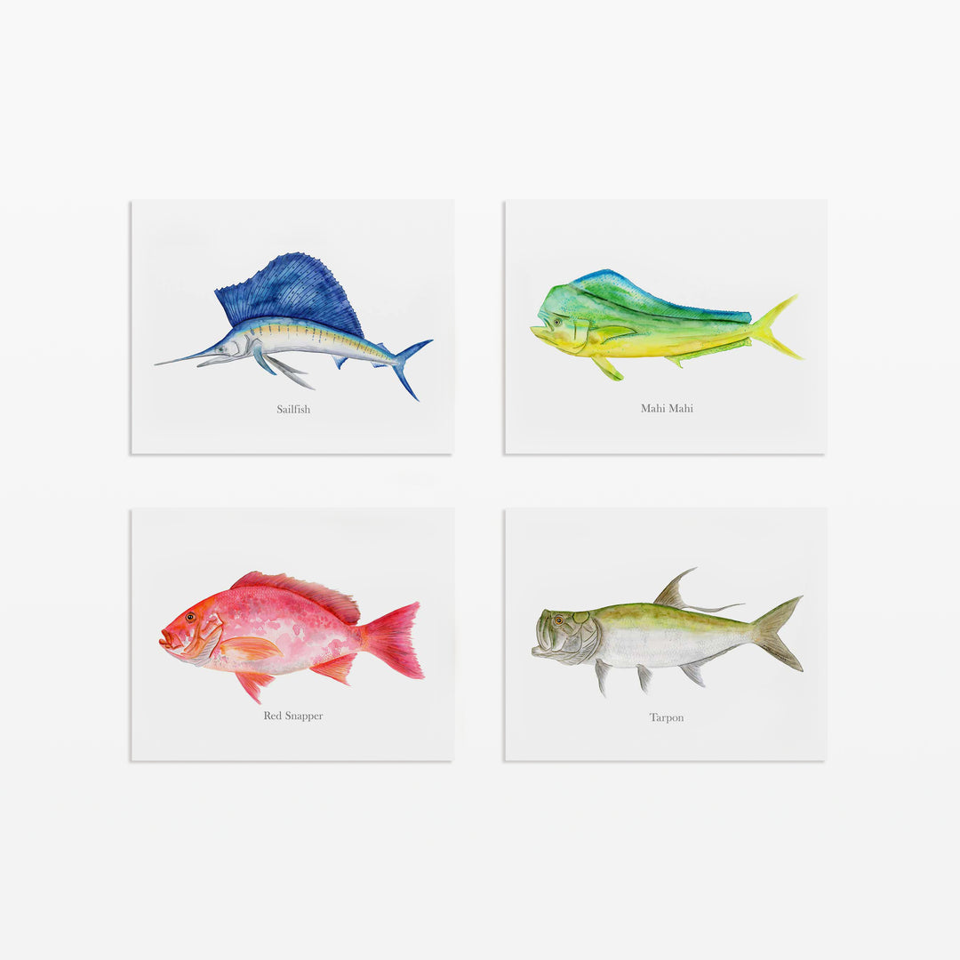 Ocean Fish Prints Set of 4 – Kids Room or Coastal Wall Art