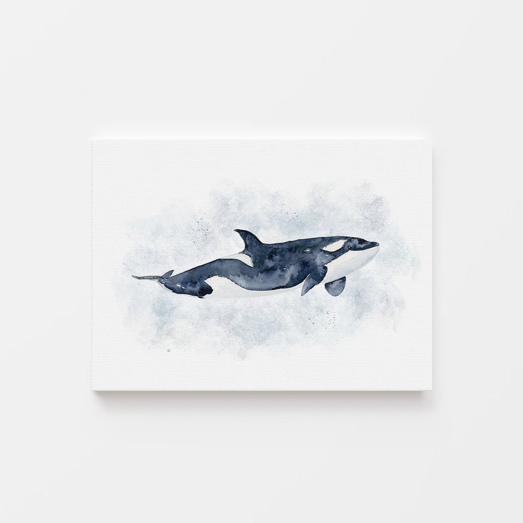 Orca Watercolor Art - Sea Life Nursery Decor - Tiny Toes Design