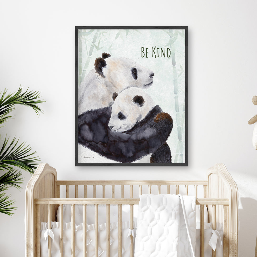 Be Kind | Mom and Baby Panda Bear Wall Art - Tiny Toes Design