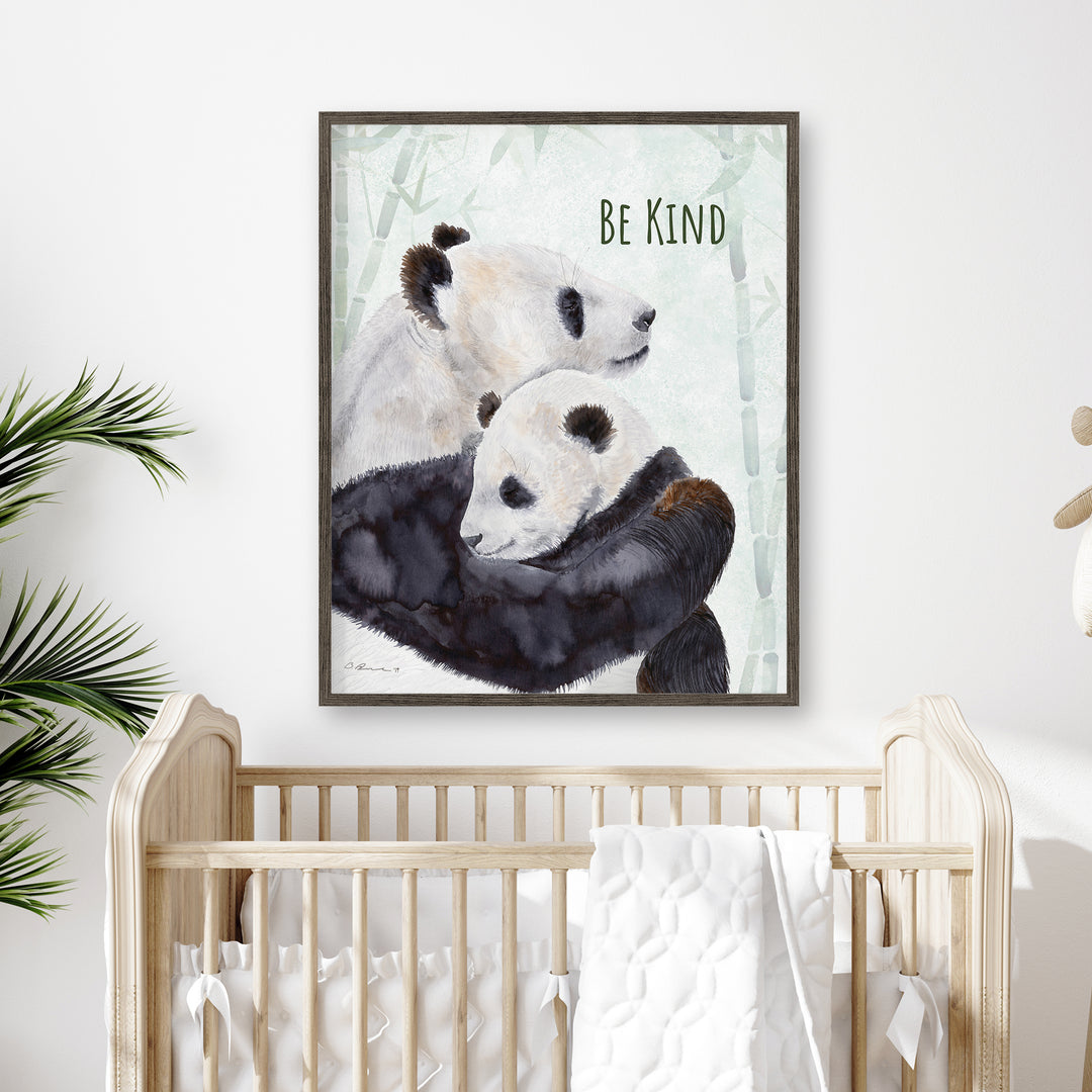 Be Kind | Mom and Baby Panda Bear Wall Art - Tiny Toes Design
