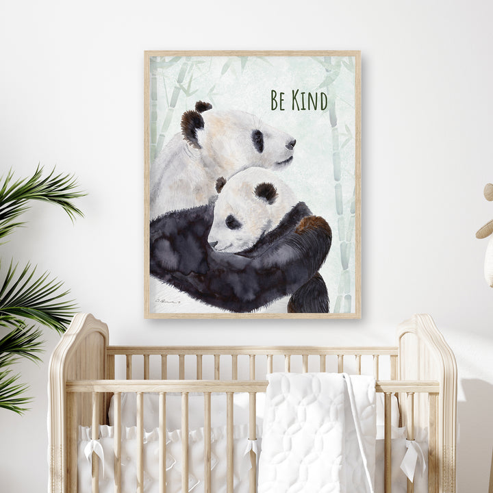 Be Kind | Mom and Baby Panda Bear Wall Art - Tiny Toes Design