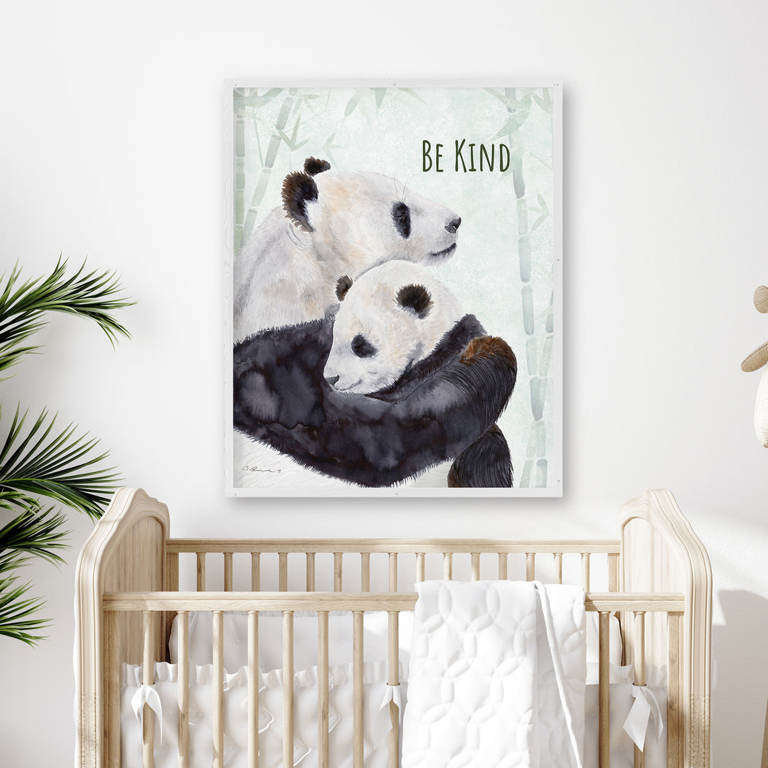 Be Kind | Mom and Baby Panda Bear Wall Art - Tiny Toes Design