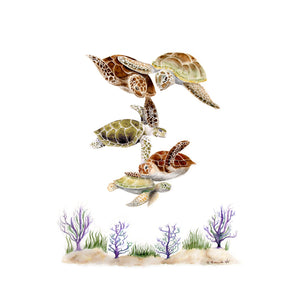 Sea Turtle Family Watercolor