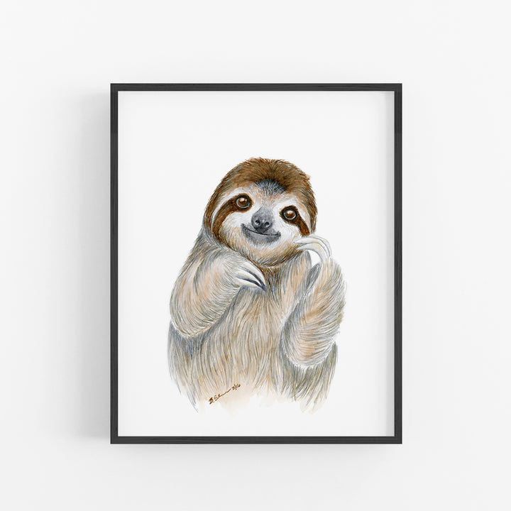 Art aquarelle de bébé paresseux