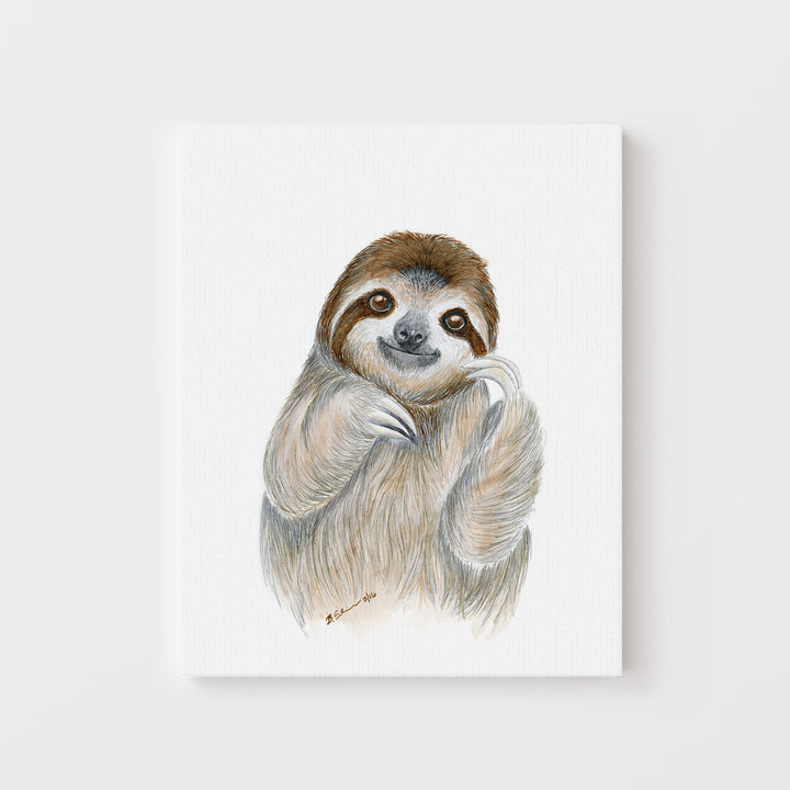 Art aquarelle de bébé paresseux