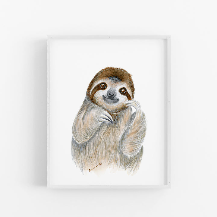 Art aquarelle de bébé paresseux
