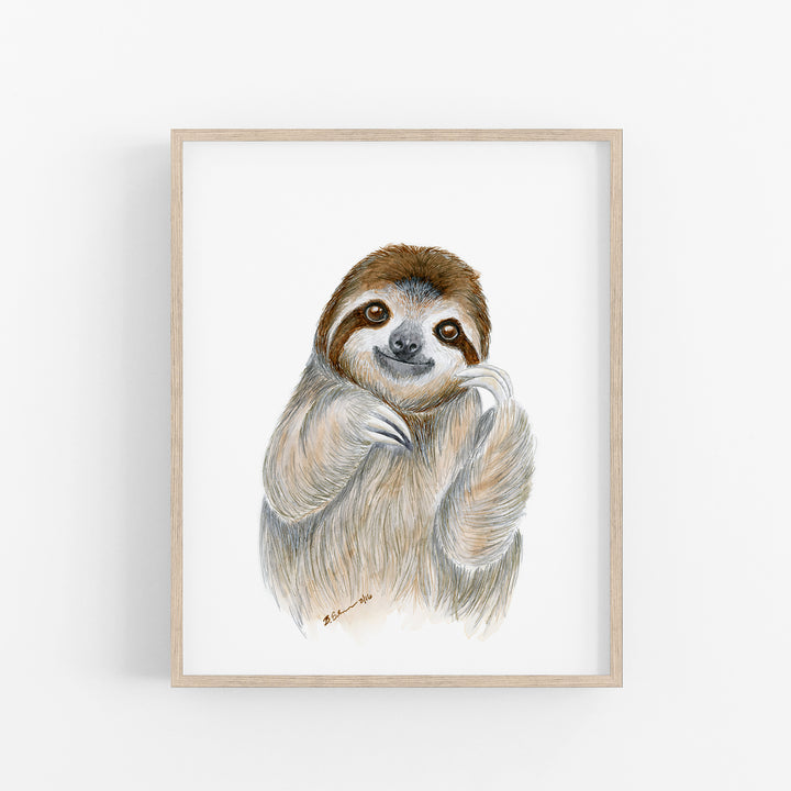 Art aquarelle de bébé paresseux