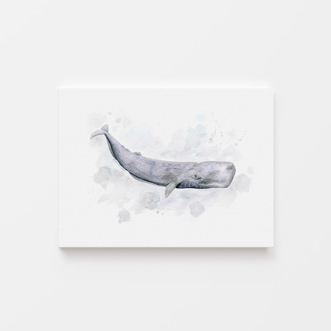 a painting of a whale on a white wall