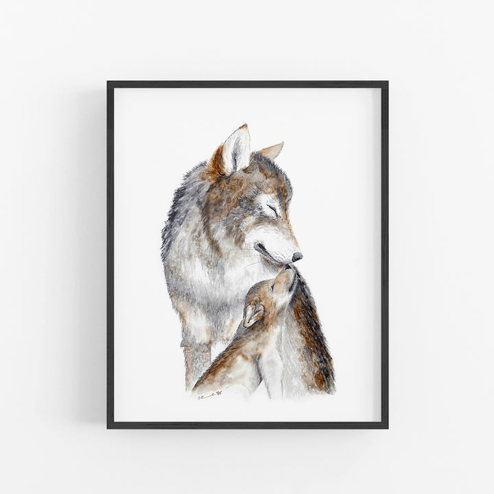 Mom and Baby Wolf Nursery Art - Tiny Toes Design