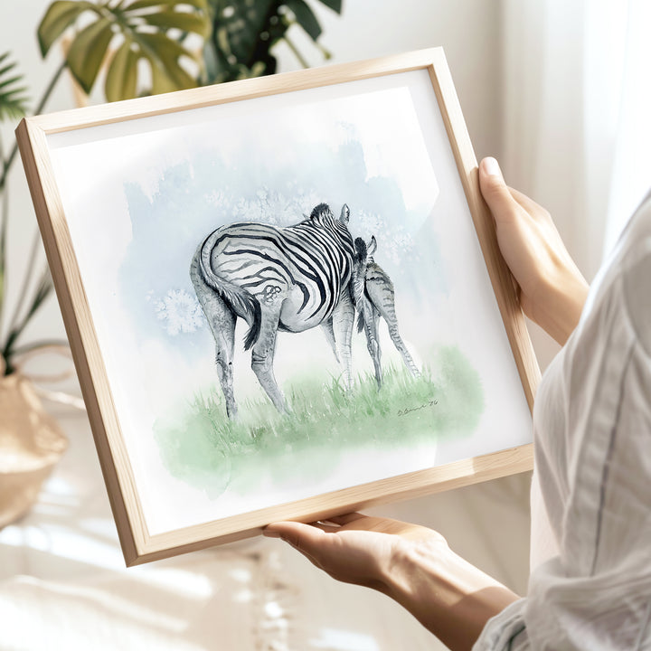 watercolor zebra stripes detail nursery decor