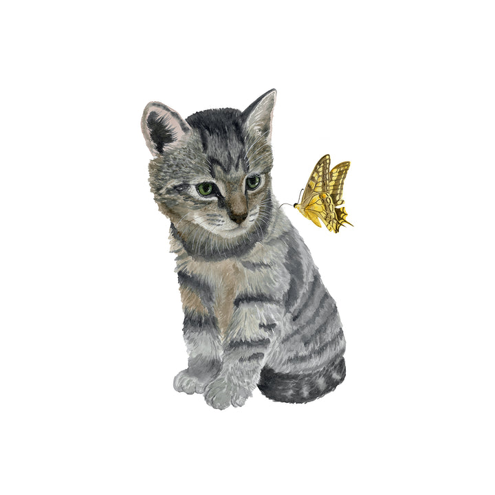 Kitten and Butterfly Watercolor