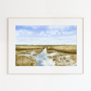 Coastal Marsh Watercolor Painting
