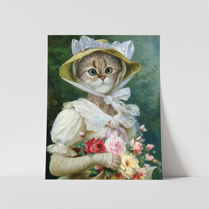 Elegant Cat with a Bouquet of Roses - Tiny Toes Design