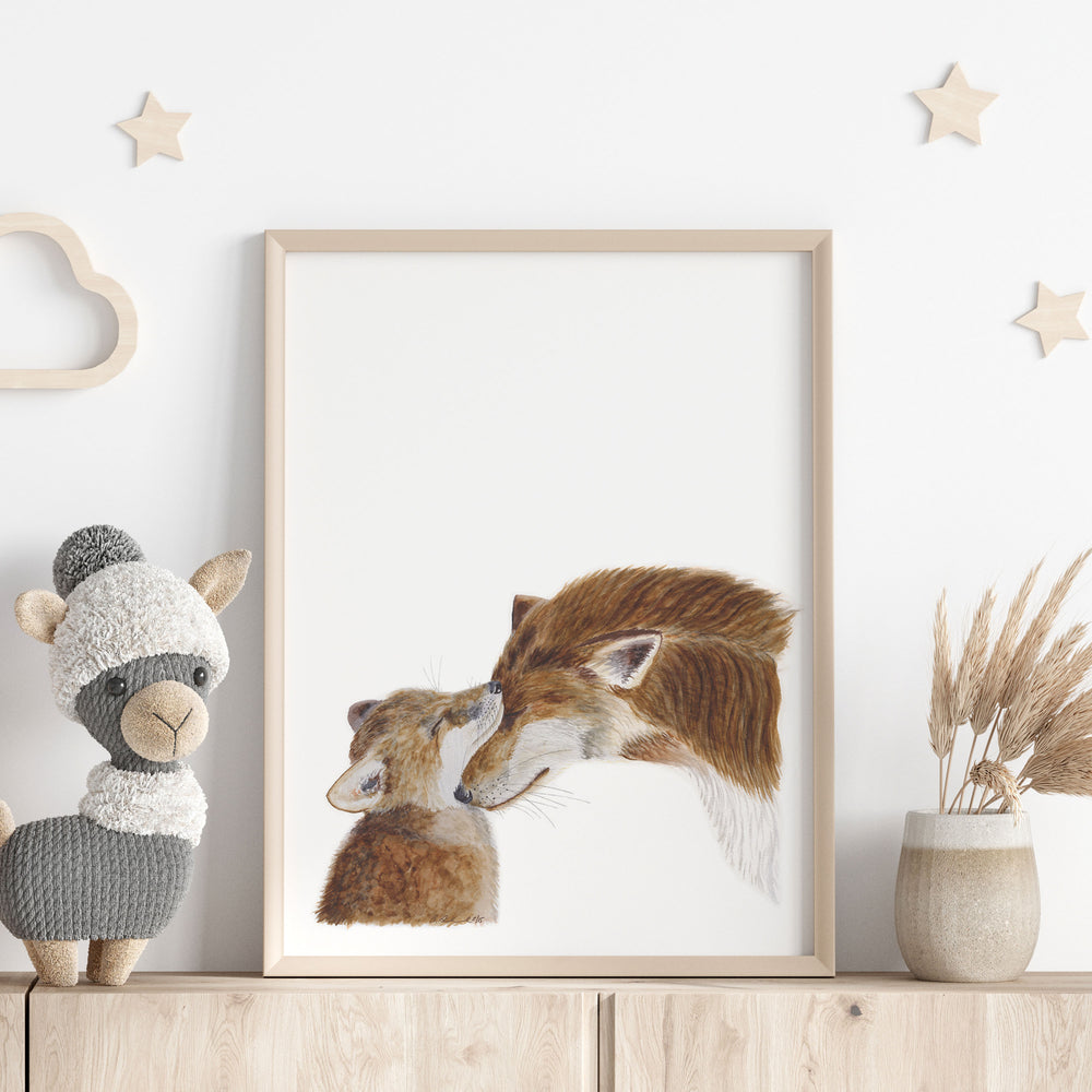 Mom and Baby Fox Watercolor - Woodland - Tiny Toes Design