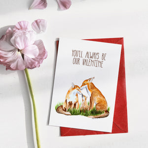 Fox Family Valentine Day Card