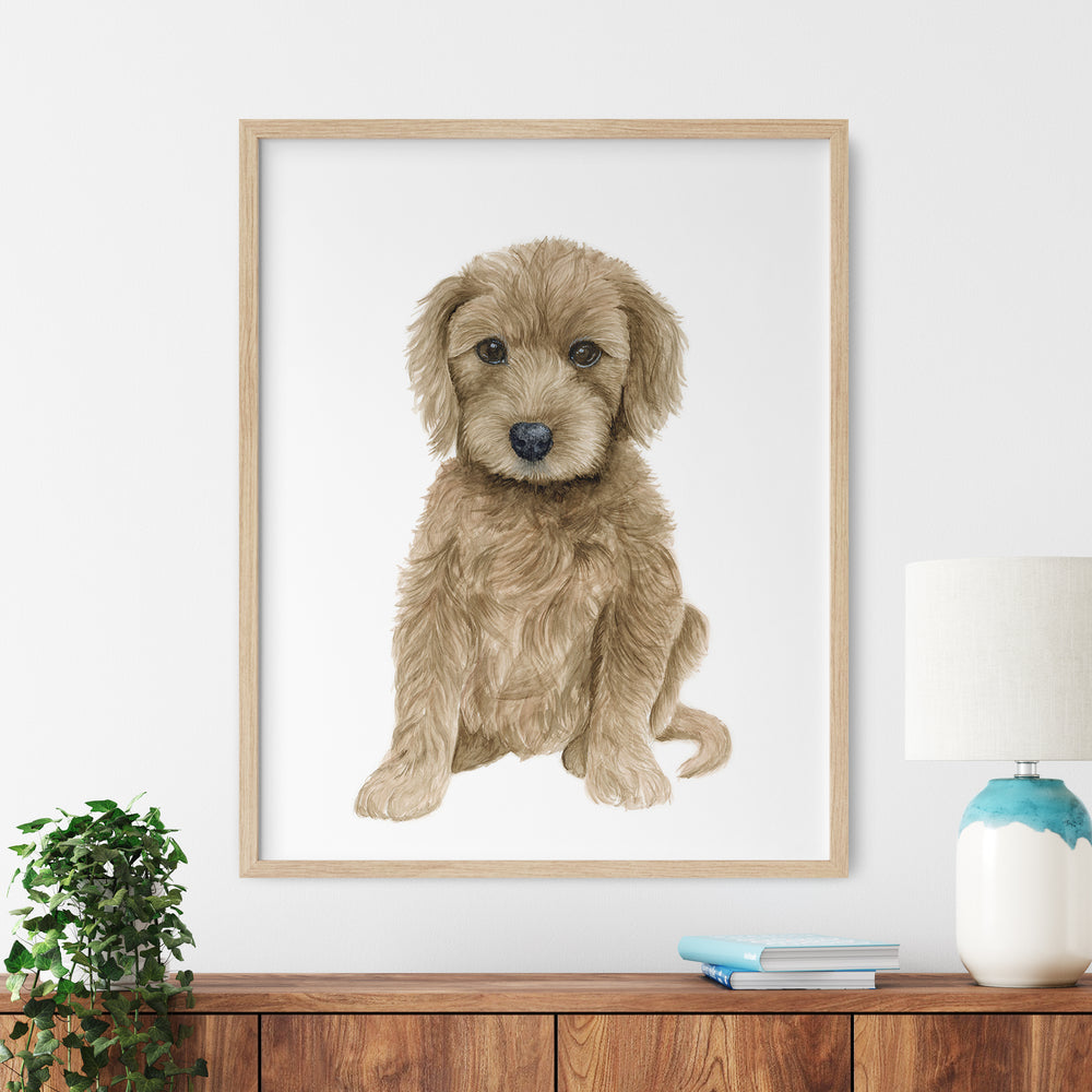 Goldendoodle Puppy Watercolor - Nursery Decor - Tiny Toes Design