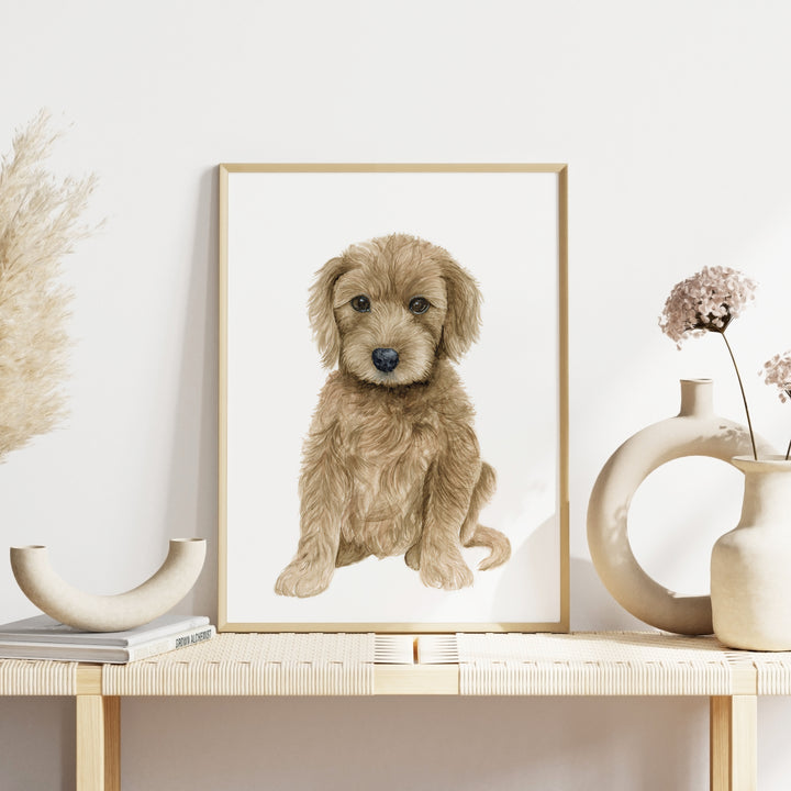 Goldendoodle Puppy Watercolor - Nursery Decor - Tiny Toes Design