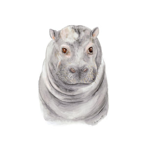 Baby Hippo Watercolor Art
