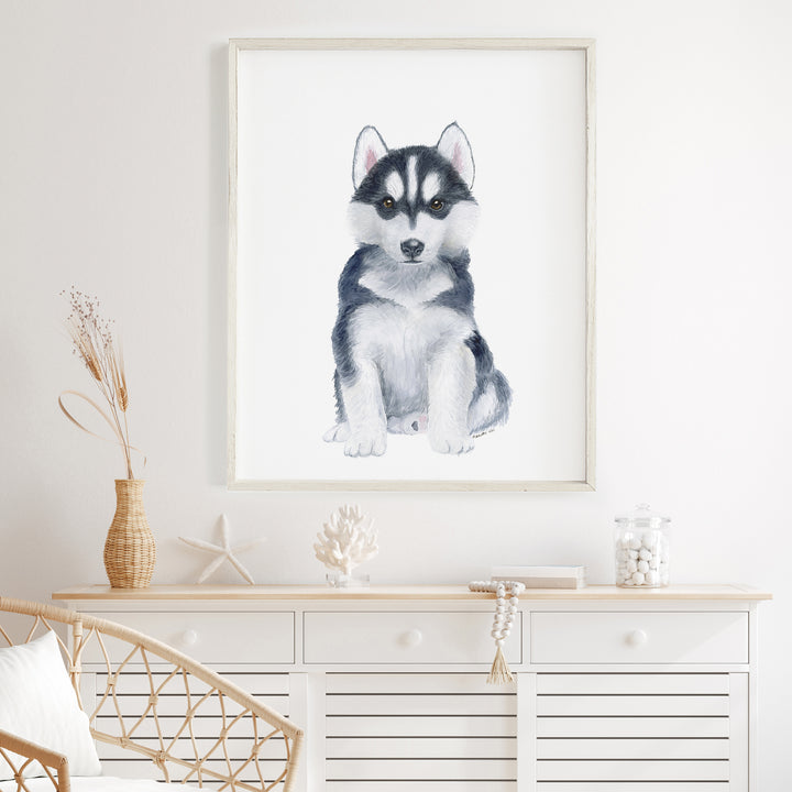 Siberian Husky Puppy Watercolor Print - Tiny Toes Design