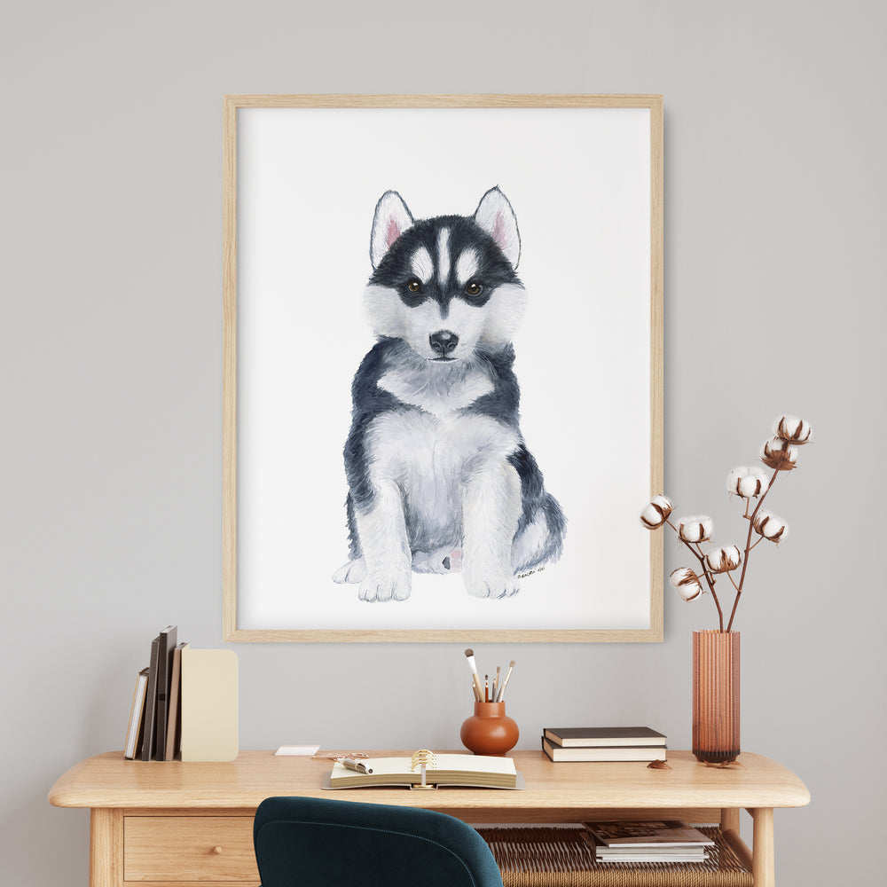 Siberian Husky Puppy Watercolor Print - Tiny Toes Design