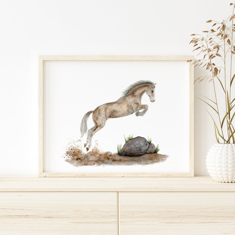 Jumping Horse Watercolor Print - Tiny Toes Design