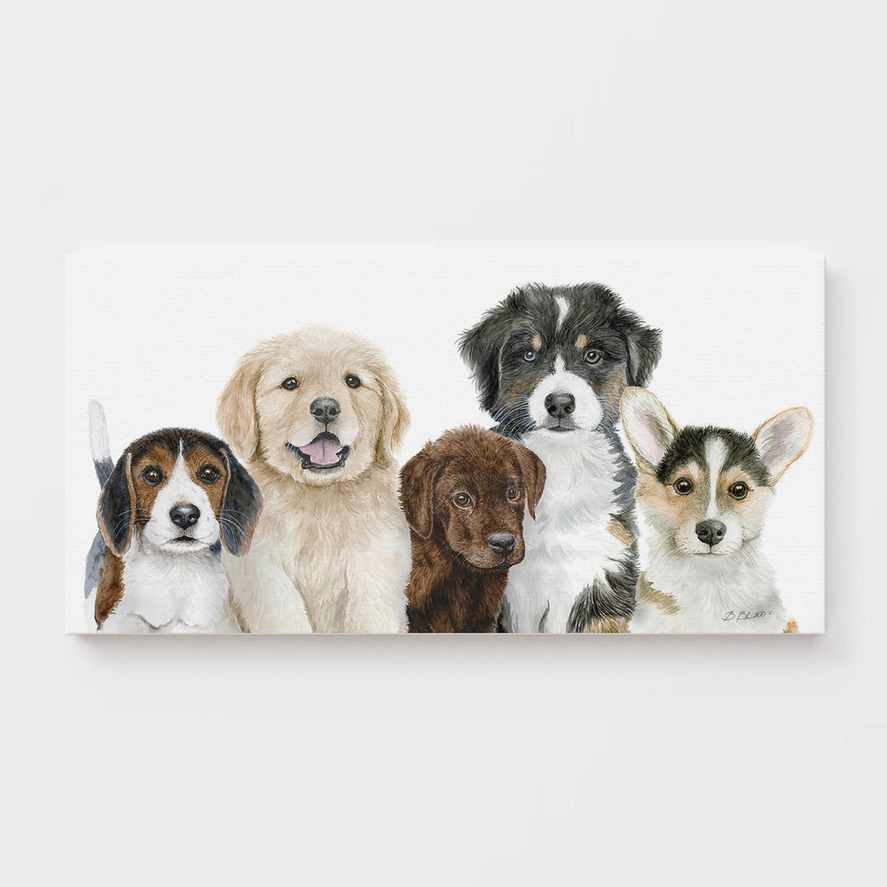 dog nursery decor multiple puppies watercolor kids room art on canvas