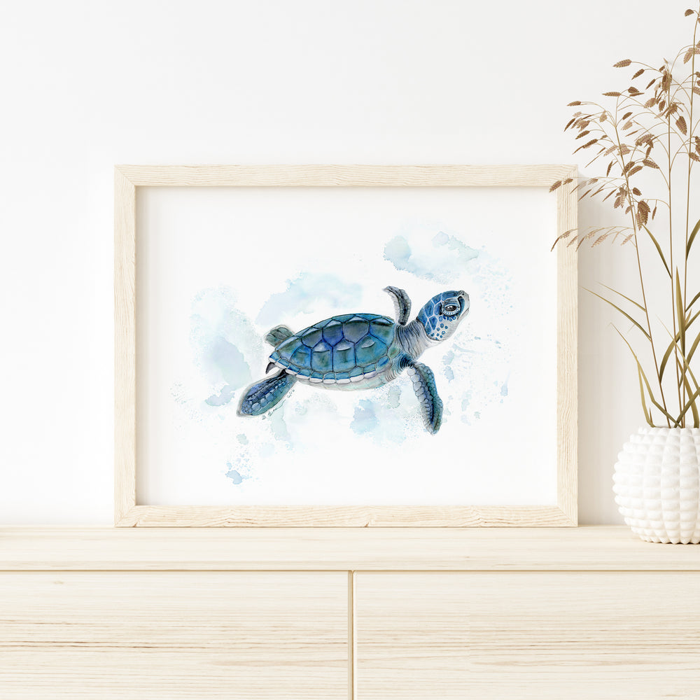 sea turtle nursery artwork on shelf ocean baby room decor