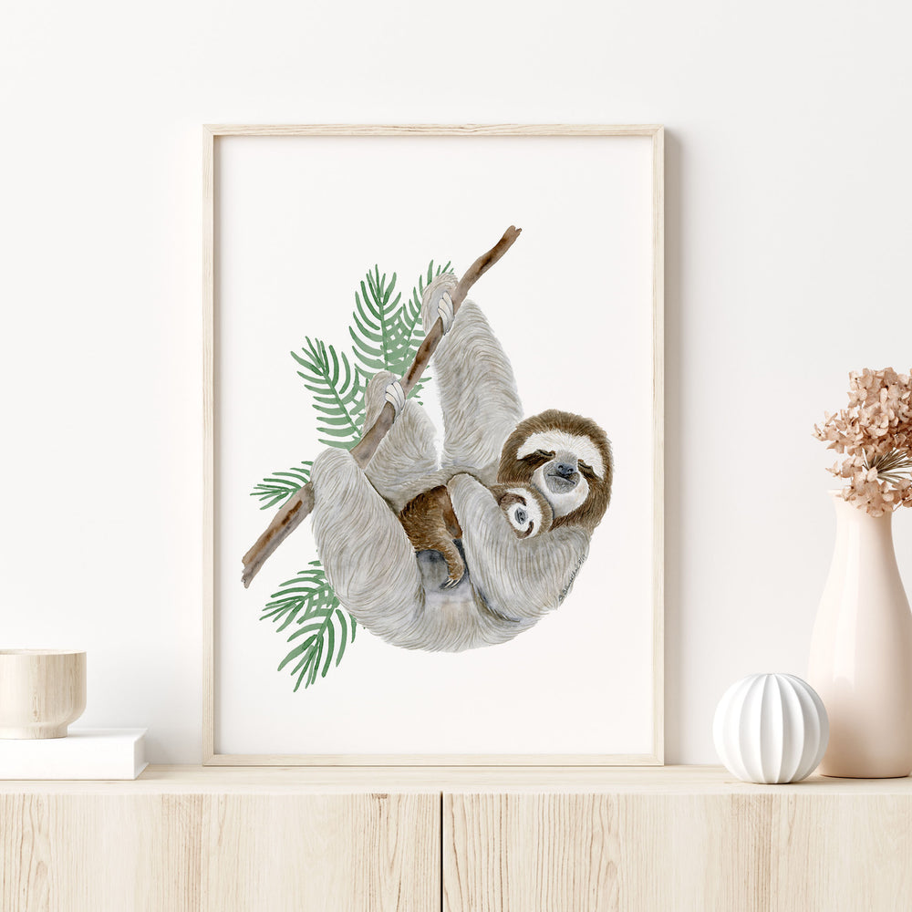 Mom and Baby Sloth Nursery Decor - Tiny Toes Design