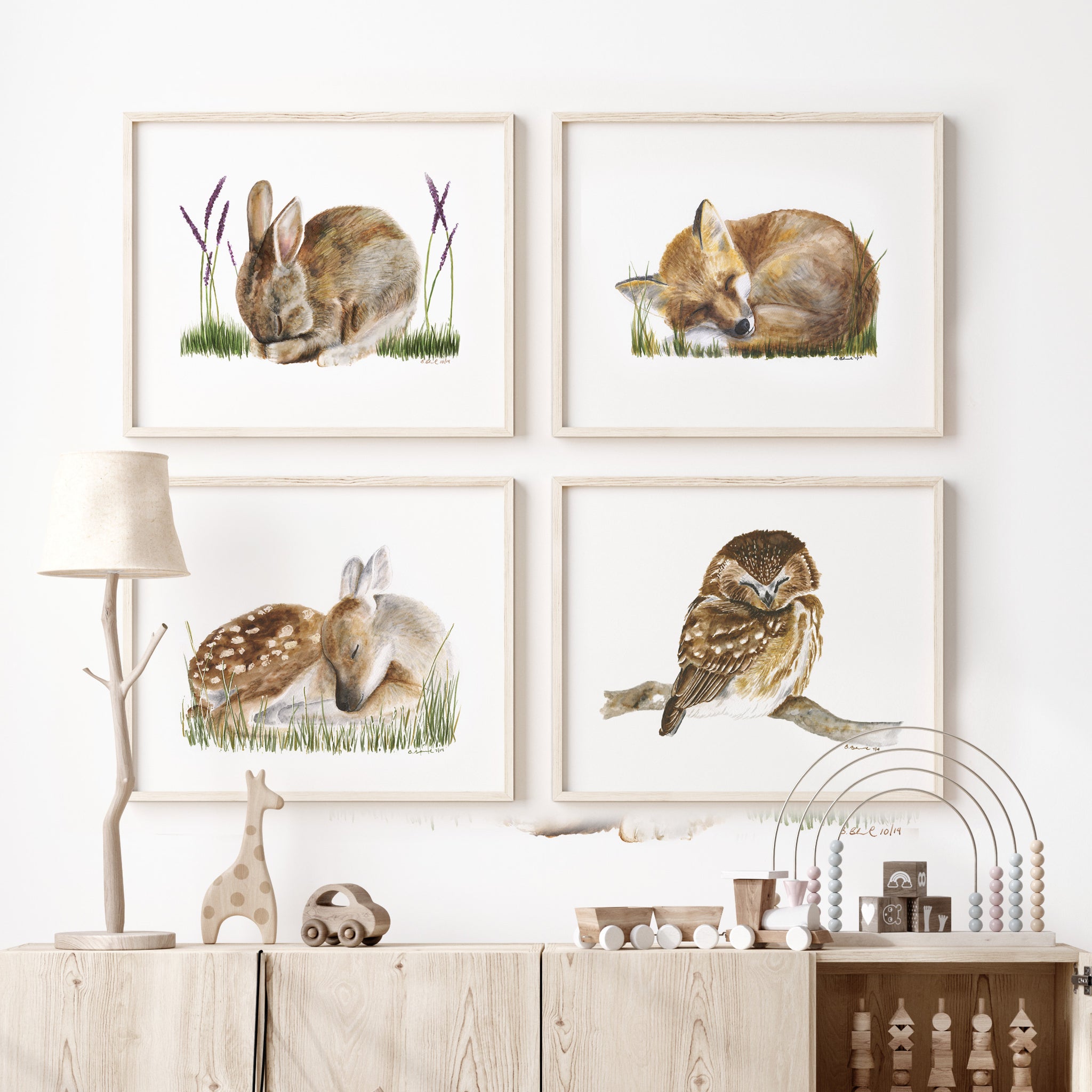 Sleeping Baby Fox Print - Woodland Nursery Art, Brett Blumenthal
