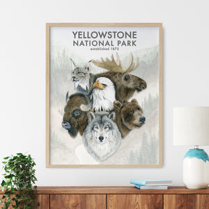 a poster of a group of animals on a wall