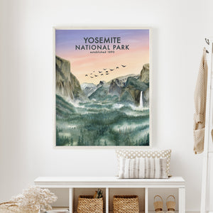 a picture of a national park poster hanging on a wall