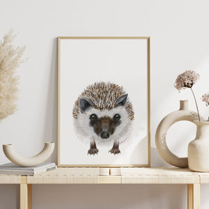a picture of a hedgehog on a shelf