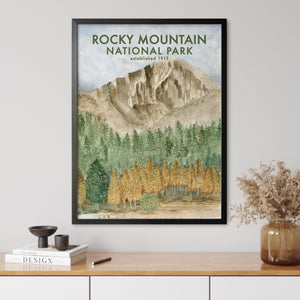 a picture of rocky mountain national park on a wall