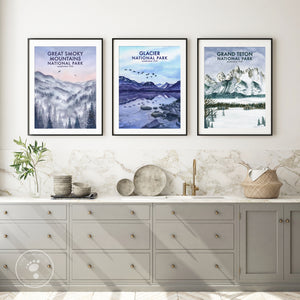 National Park Posters in Blues
