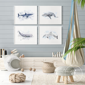 Ocean Animal Watercolor Print Set